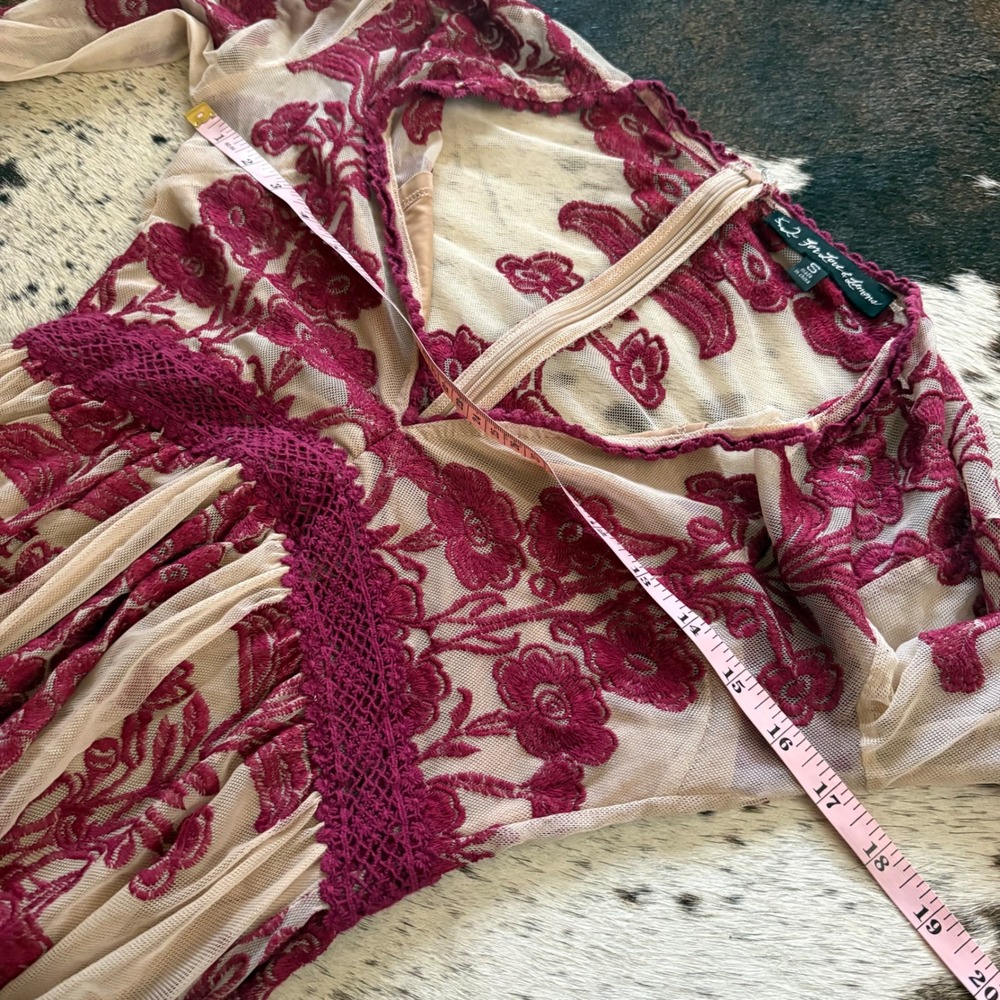 FOR LOVE & LEMONS Floral‎ Temecula Long Sleeve Sheer Maxi Dress Red Size Small - Picture 10 of 11